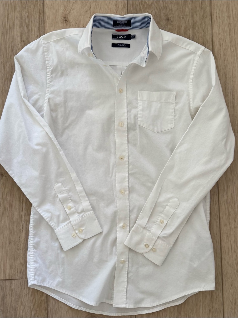 Boys IZOD white long sleeve stretch button down dress shirt XL 18-20 perfect